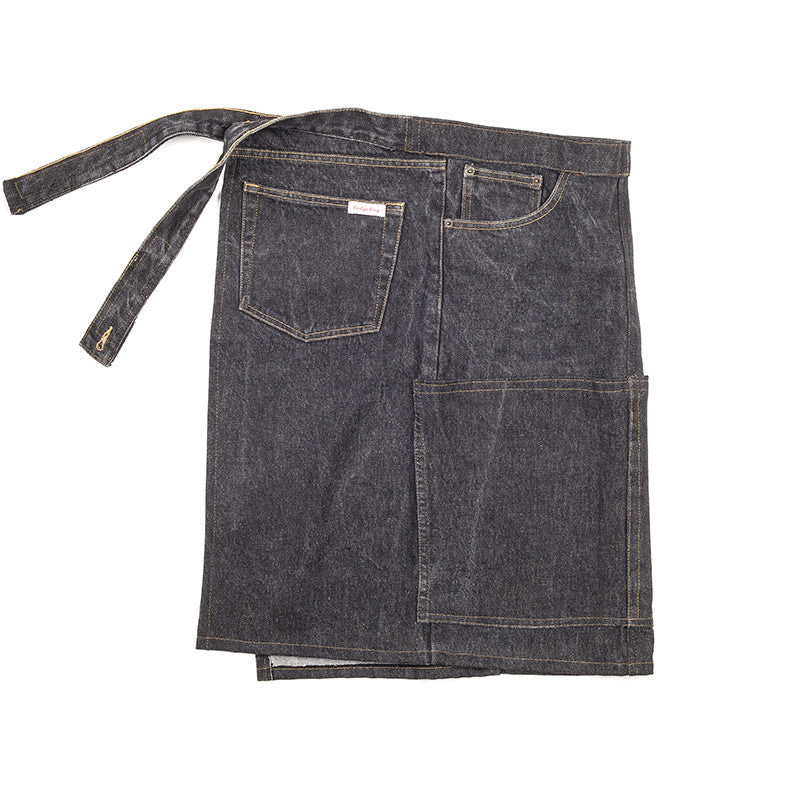 handmade black denim apron - adult xxl