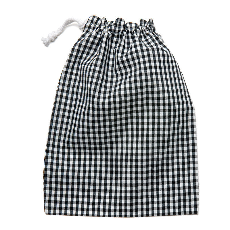 drawstring bag black gingham