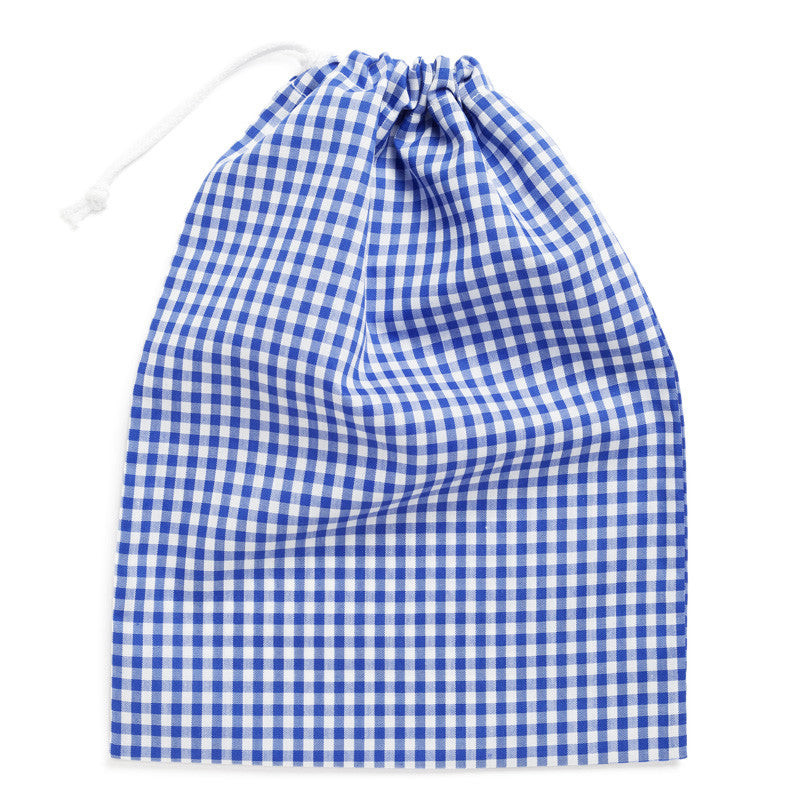 drawstring bag blue gingham