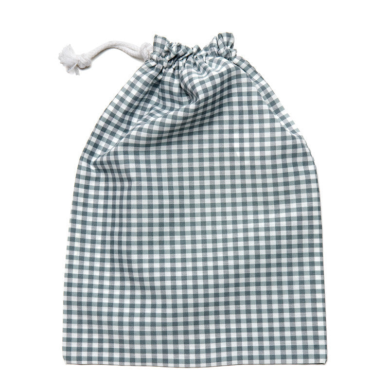 drawstring bag grey gingham