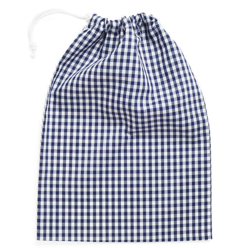 drawstring bag navy gingham