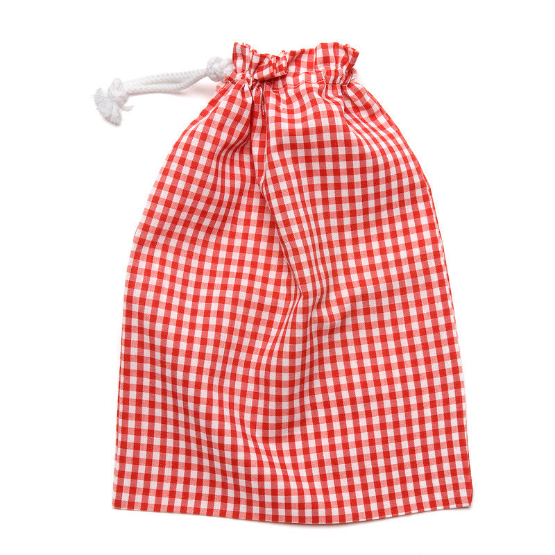 drawstring bag red gingham