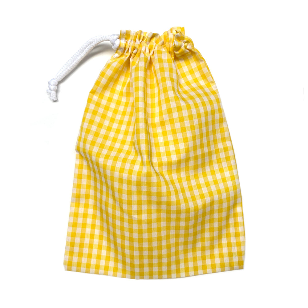 gingham drawstring bag - yellow