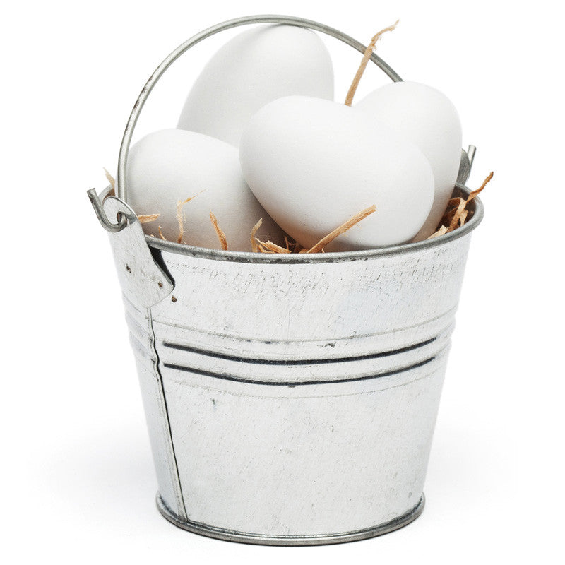 bucket of wooden eggs