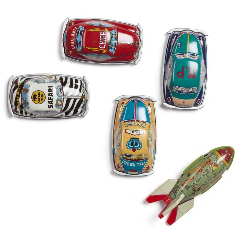 mini tin cars and rocket