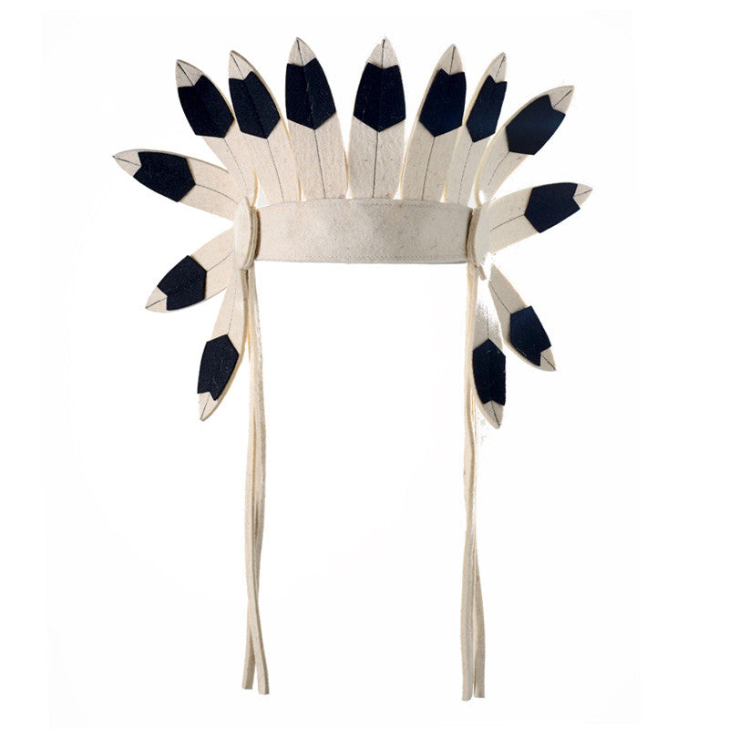 feather felt headdress - black