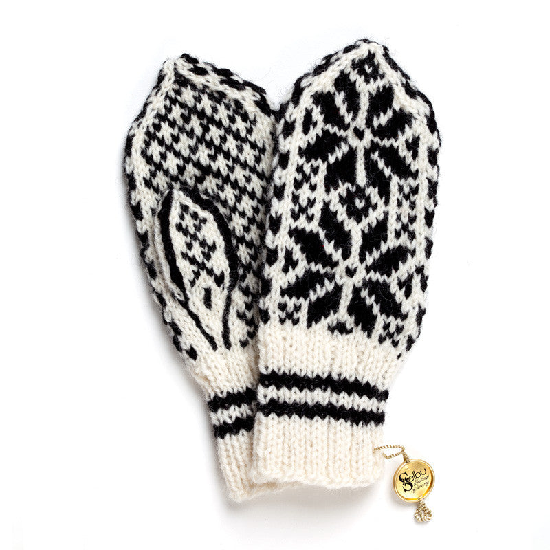 norwegian children's mittens - black and white