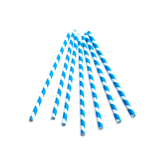 stripy paper straws - blue