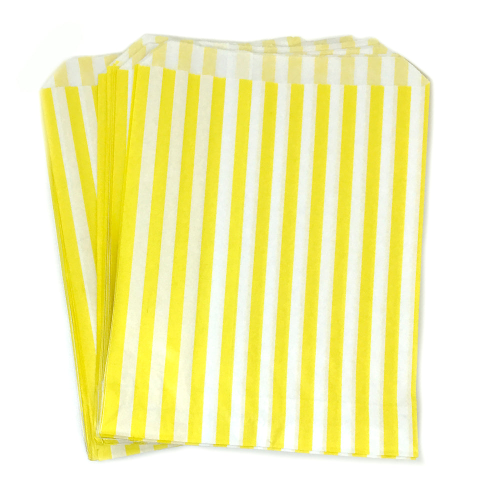 stripy paper bags large - yellow