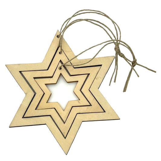 wooden hanging decorations - 3 stars