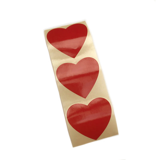 glossy pillar red heart stickers
