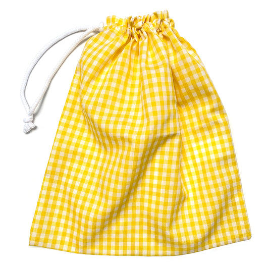 gingham drawstring bag - yellow