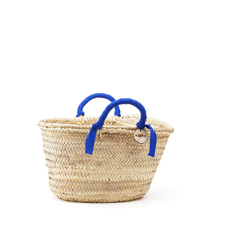 woven basket blue handles - small