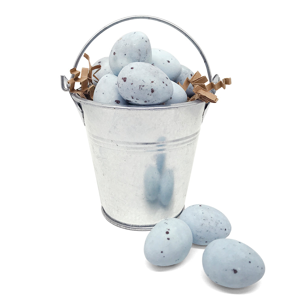 bucket of chocolate quail eggs