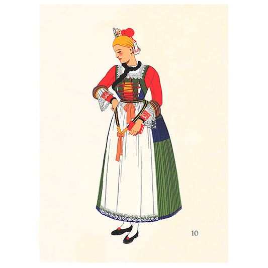 vintage lithograph - 'mariée du pustertal'