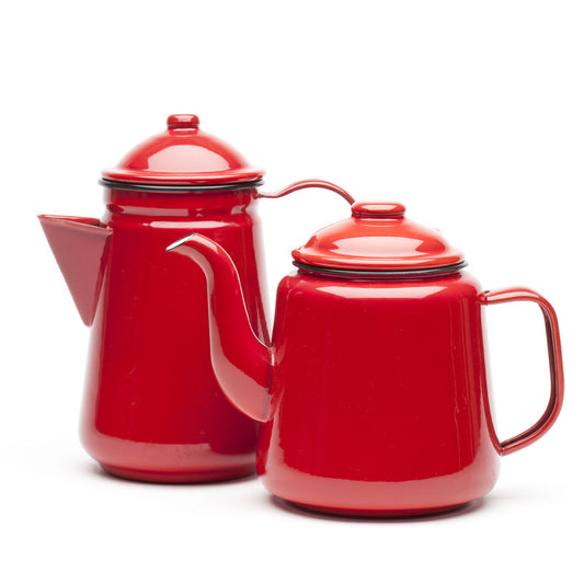 enamel tea & coffee pots red