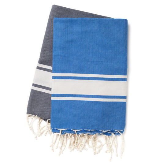 tunisian children's  fouta - blue and grey