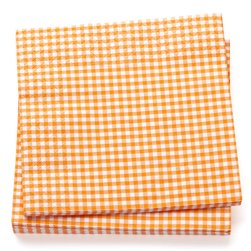 gingham napkins orange