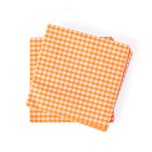 gingham cocktail napkins - orange