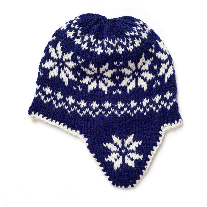 norwegian hand knitted hat - blue and white