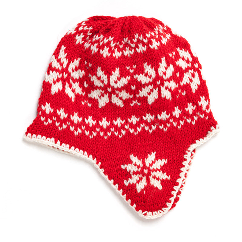 norwegian hand knitted hat - red and white