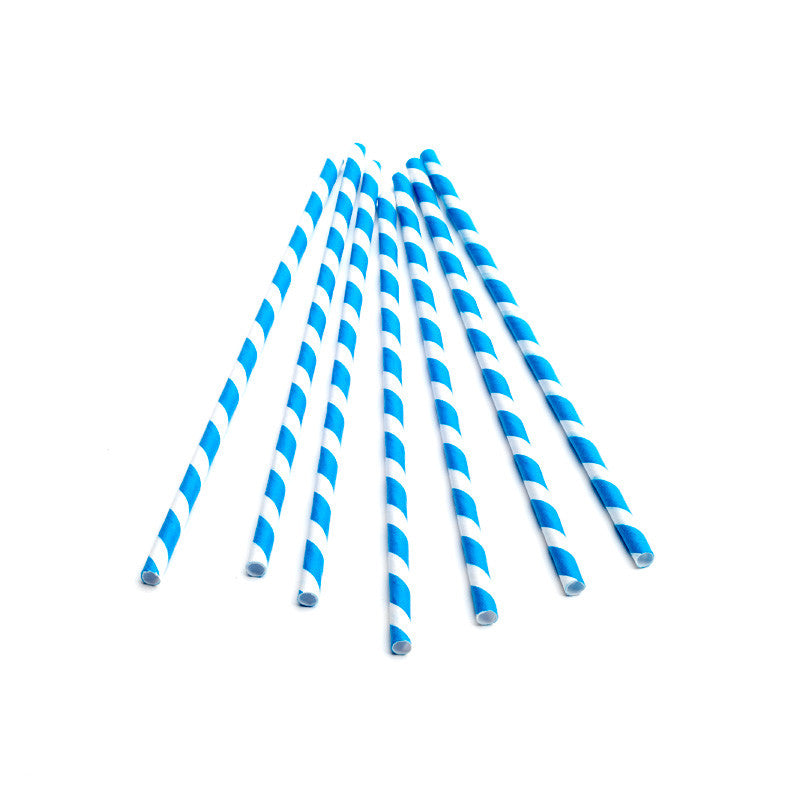stripy paper straws - blue