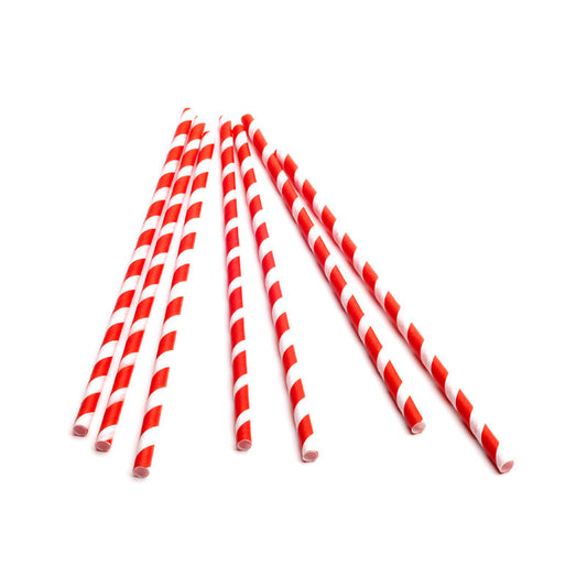 stripy paper straws - red