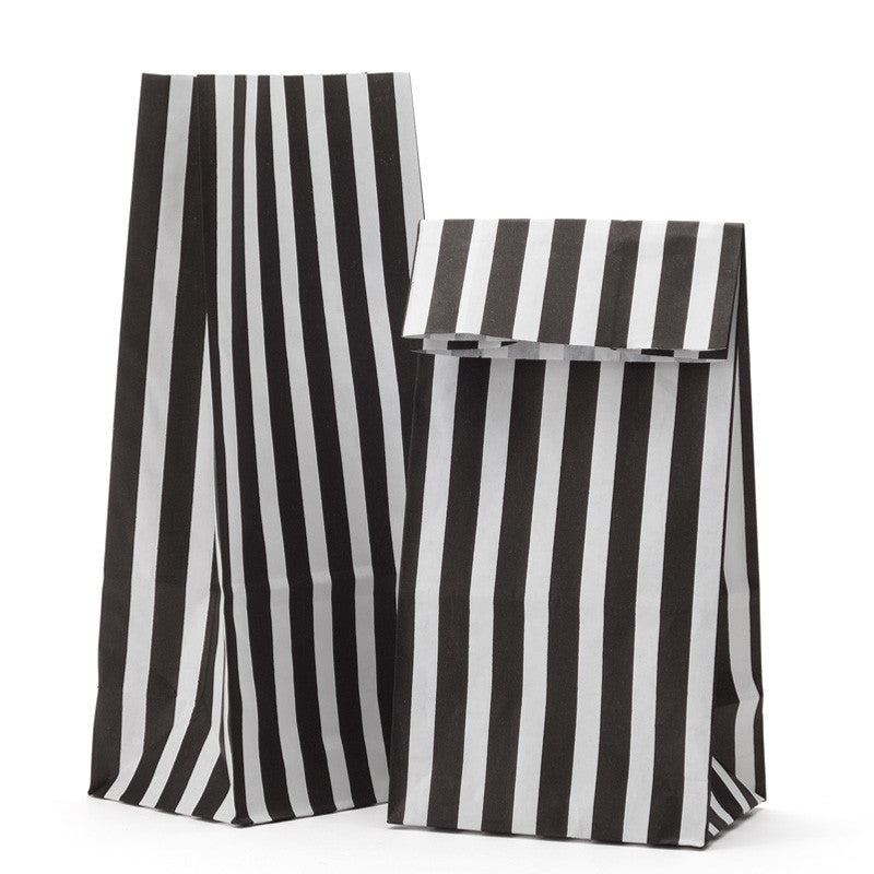 stripy paper sacks - black