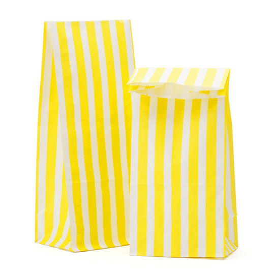stripy paper sacks - yellow