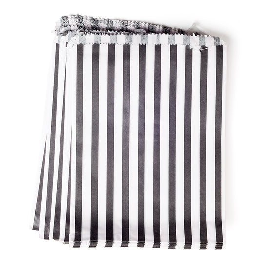 stripy paper bags large - black
