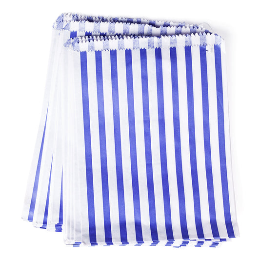 stripy paper bags large - blue