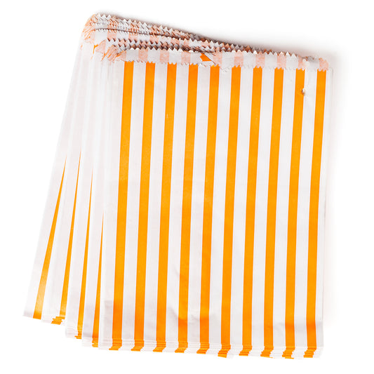 stripy paper bags large - orange