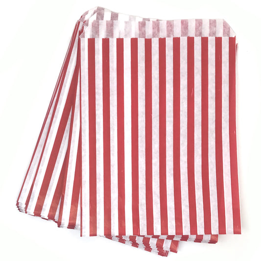 stripy paper bags large - red