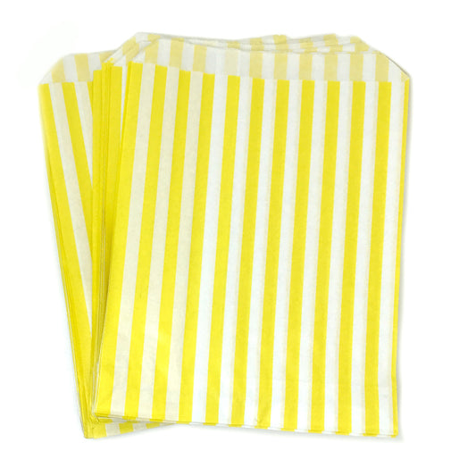 stripy paper bags large - yellow