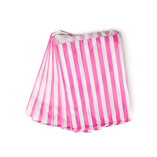 stripy paper bag small - pink