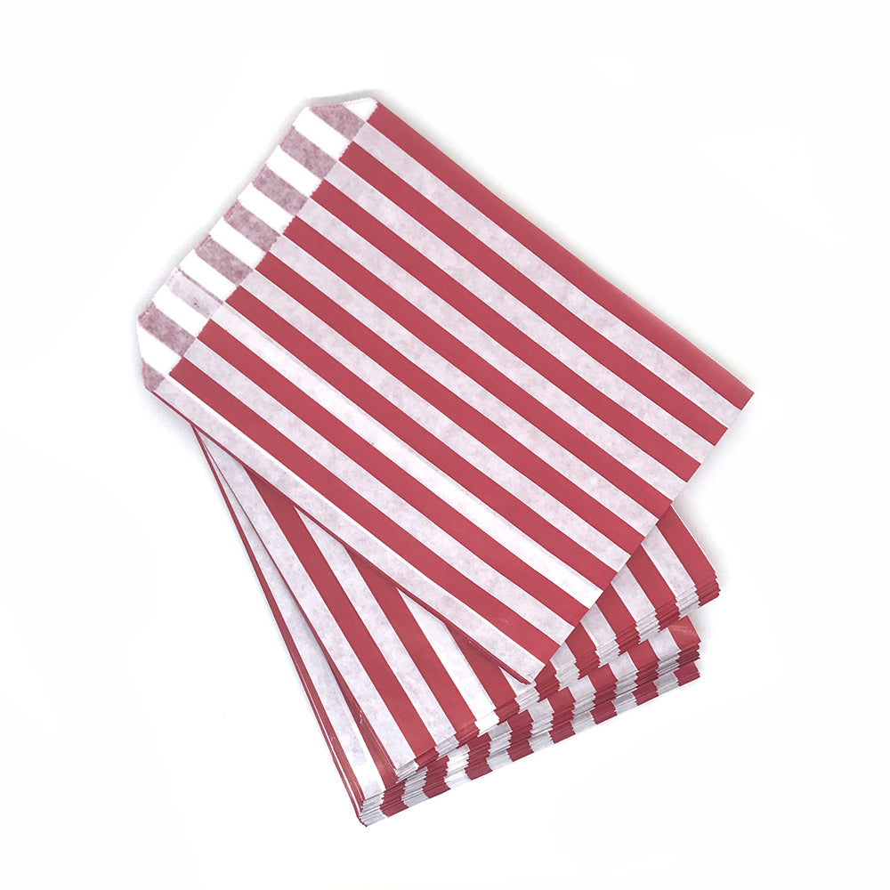 stripy paper bags small - red