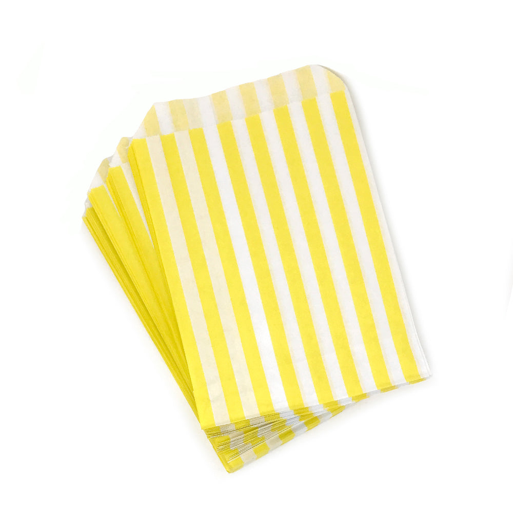 stripy paper bag small - yellow