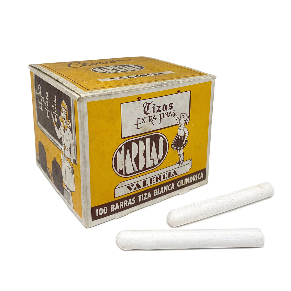 box of vintage white chalk sticks