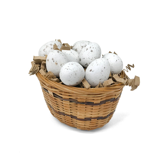 oval basket of chocolate praline quail eggs