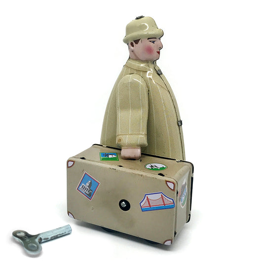 wind up tin - man with suitcase