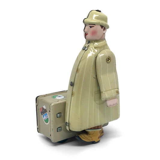 wind up tin - man with suitcase