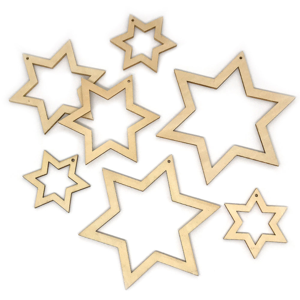 wooden star hanging decorations 